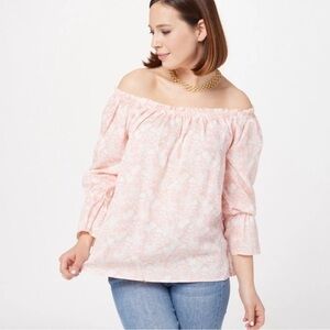 Laurie Felt Tencel‎ Lace Printed Blouse Women’s Size Medium Floral Pink